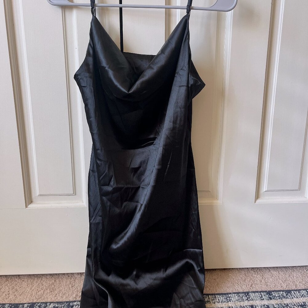 Black Cowl Neck Mini Dress